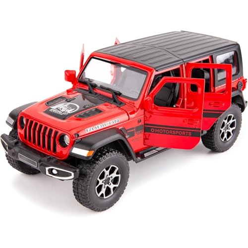 DEUSON ECOM 1:24 Scale Wrangler Rubicon Toy Car for Kids Collection Diecast Metal Model Car with Light Sound Pull Back Openable Door - Image 1