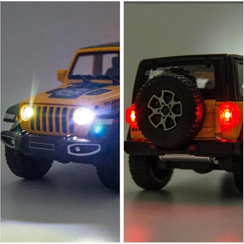DEUSON ECOM 1:24 Scale Wrangler Rubicon Toy Car for Kids Collection Diecast Metal Model Car with Light Sound Pull Back Openable Door - Image 4