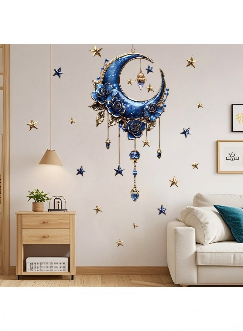 Beauenty Festival moon lantern decoration stickers star glass stickers wall stickers 60*40cm - Image 1