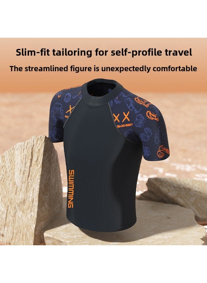 Generic Swimwear Men's Professional Anti-embarrassment Large Size Loose Double-layer Swimming Trunks Sunscreen Hot Spring Full Body Men's Swimwear Suit-Color:Orange Bear Seven-piece Set [swimsuit + Swimming Trunks + Swimming Cap + Swimming Goggles + Swimming Bag + Nose Clip + Earplugs]]-Size:L (weight 47.50 Kg-57.50 Kg  - Image 3