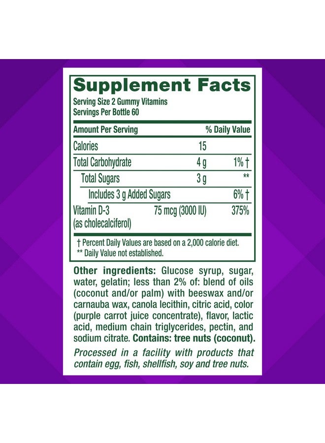 vitafusion Extra Strength Vitamin D3 Gummy, Strawberry Flavored Bone and Immune System Support (1) 120 Count - Image 4