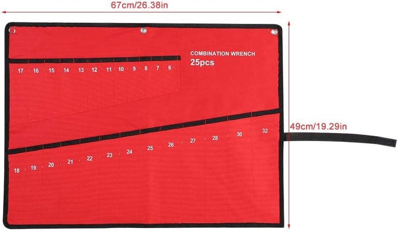 klarako Roll Up Tools Bag, Multi-Pocket Roll Up Tools Storage Bag Spanner Plier Wrench Holder Canva Organizer(25 Pockets) - Image 5