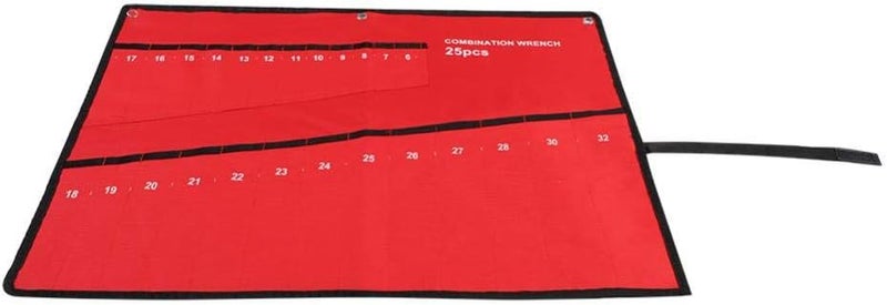 klarako Roll Up Tools Bag, Multi-Pocket Roll Up Tools Storage Bag Spanner Plier Wrench Holder Canva Organizer(25 Pockets) - Image 3