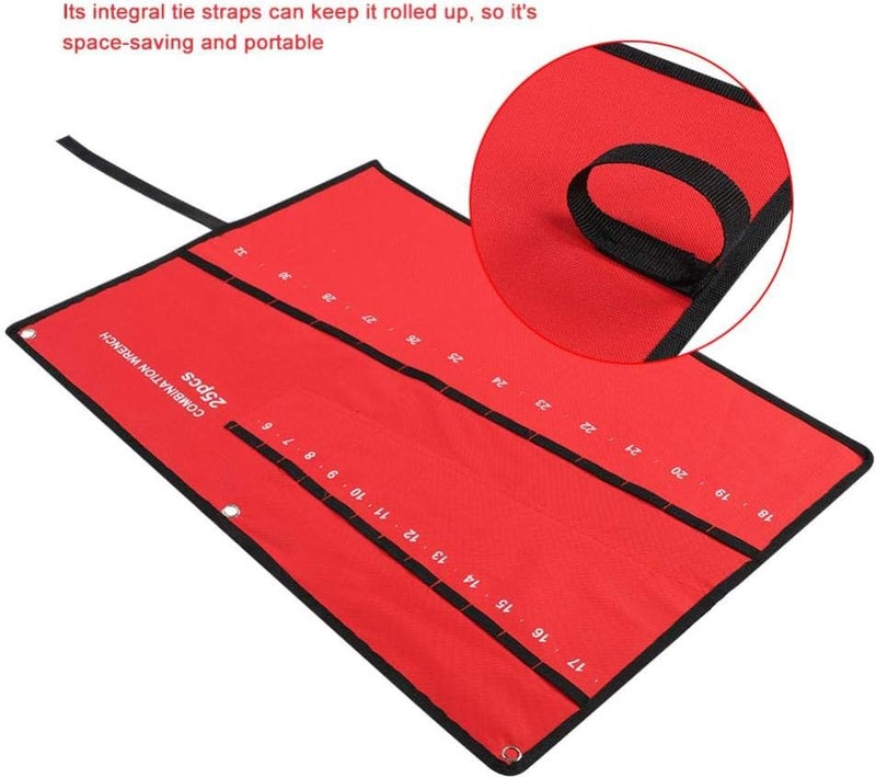 klarako Roll Up Tools Bag, Multi-Pocket Roll Up Tools Storage Bag Spanner Plier Wrench Holder Canva Organizer(25 Pockets) - Image 1