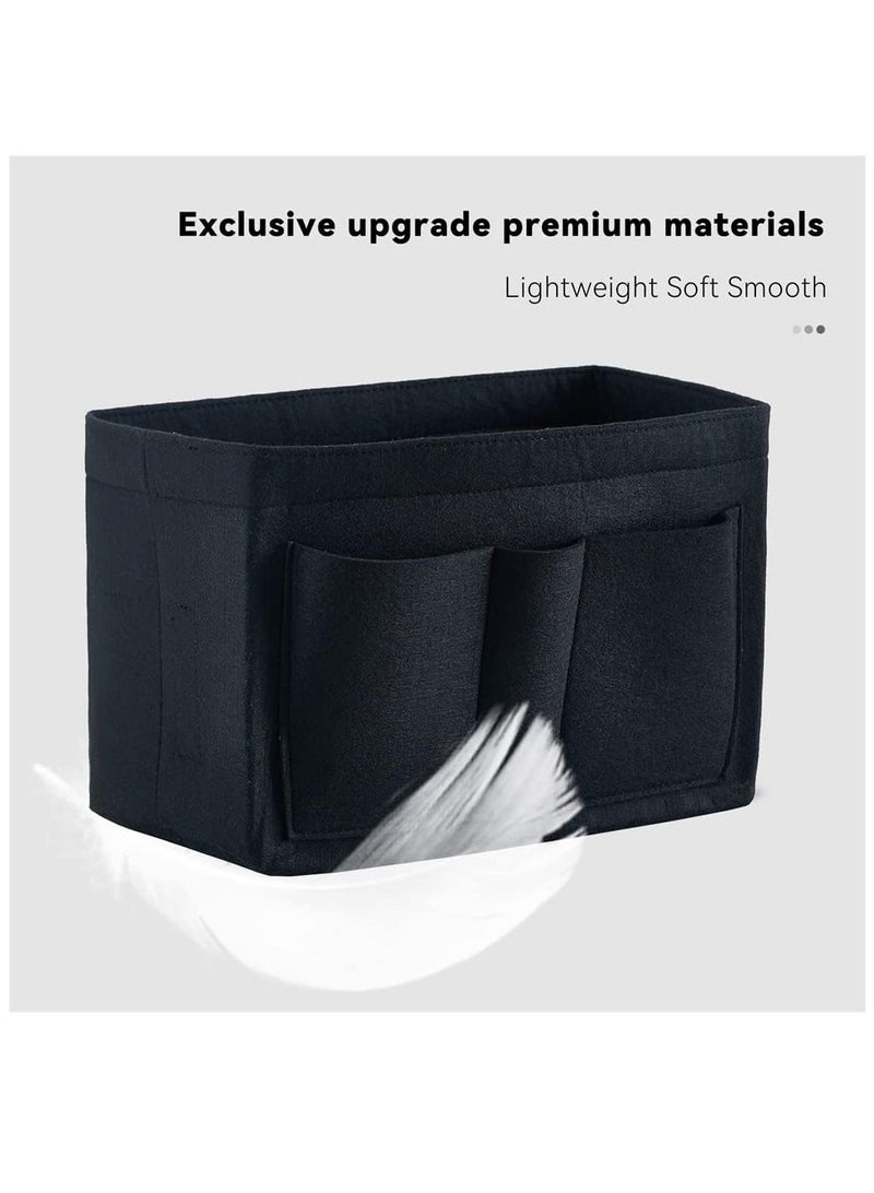 Purse Organizer Insert, Women Felt Bag Organizer Insert, Multi-Pocket Bag in Bag for Womens Handbag Travel Tote Hobo Bag Storage Purse Liner Divider for Any Brand Tote (Black - L Size)