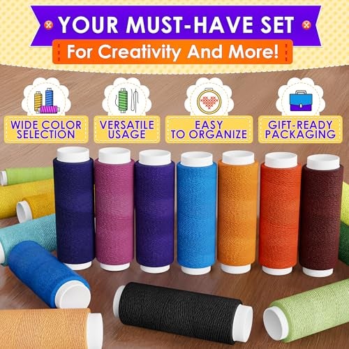 Luxbon Sewing Machine Thread Set - 39 Colors Polyester Thread for Sewing Machine & Hand Embroidery, 140 Yards Per Spool, Bright Colors That Won't Fade - Ensures Smooth Stitching with Most Fabrics - Image 4
