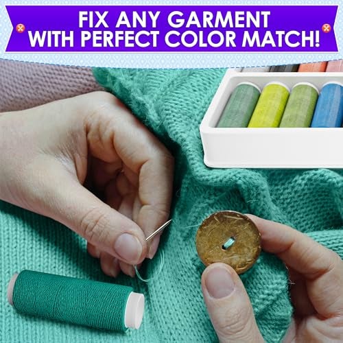 Luxbon Sewing Machine Thread Set - 39 Colors Polyester Thread for Sewing Machine & Hand Embroidery, 140 Yards Per Spool, Bright Colors That Won't Fade - Ensures Smooth Stitching with Most Fabrics - Image 5