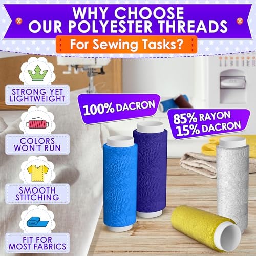 Luxbon Sewing Machine Thread Set - 39 Colors Polyester Thread for Sewing Machine & Hand Embroidery, 140 Yards Per Spool, Bright Colors That Won't Fade - Ensures Smooth Stitching with Most Fabrics - Image 3