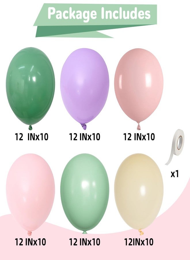 Froova Sage Green Purple Pink Balloons 12 Inch Fairy Wildflower Spring Sage Dusty Pastel Pink Lavender Ivory Party Latex Balloon for Flower Floral Butterfly Baby Shower Wedding Birthday Party Decor - Image 2