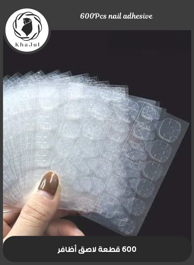 600 قطعة لاصق للأظافر بطرفين لصق الأظافر الهلامية مزدوجة الجانبين، عبوة جل لاصق للأظافر ملصق لاصق للأظافر بطرفين حبيبات لاصقة للأظافر لحماية الأظافر (شفاف) - Image 1