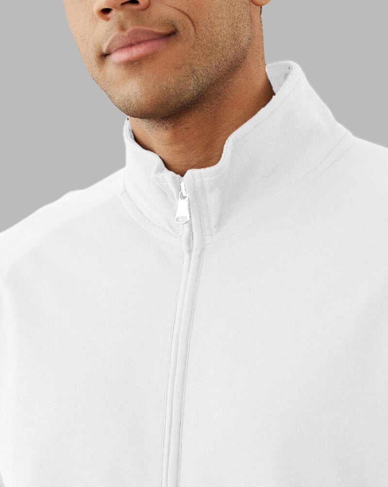 AUSK Men Solid High Neck Full Sleeve Fleece Regular Jacket (Color-White), Medium - Image 4