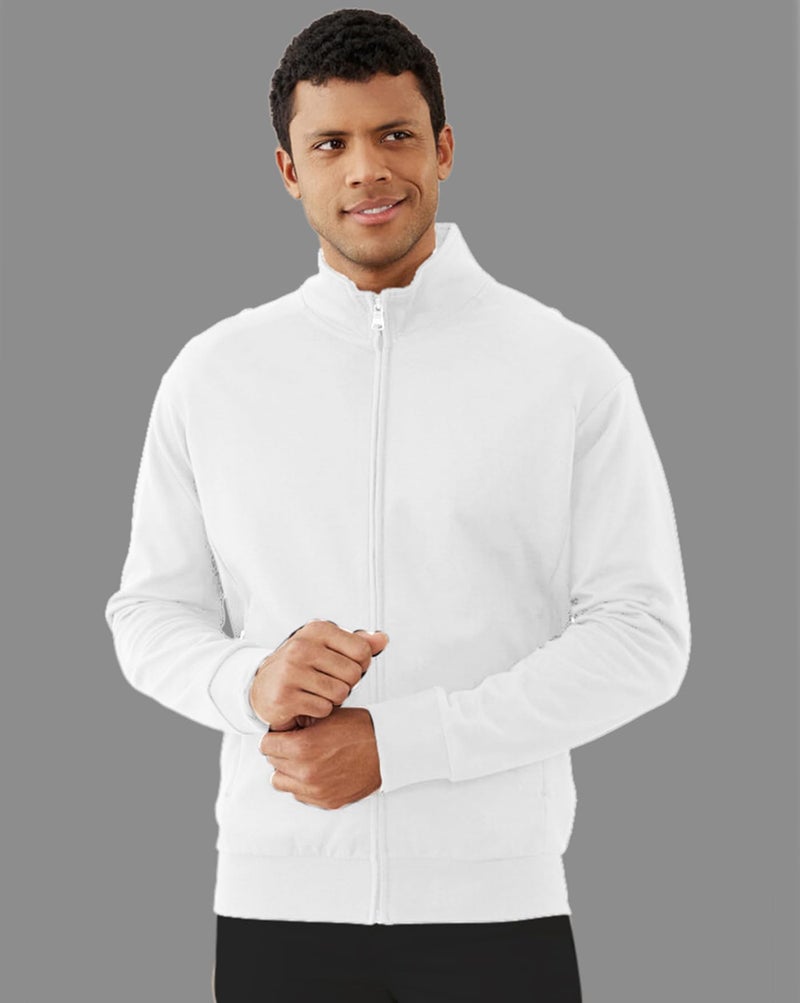 AUSK Men Solid High Neck Full Sleeve Fleece Regular Jacket (Color-White), Medium - Image 2