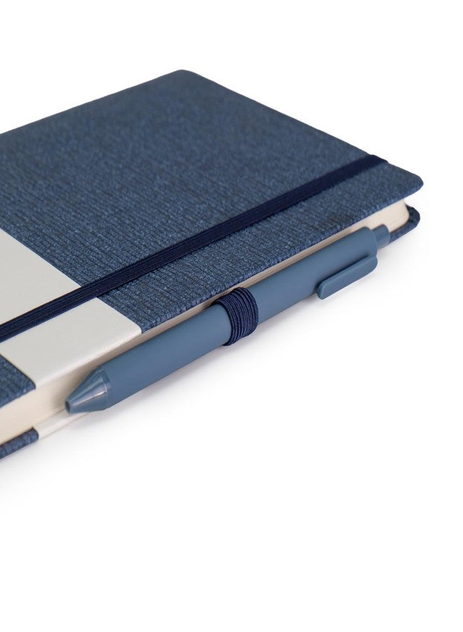 COMMA Abaca – A5 Size – Hard Bound Notebook with Pen & Elastic Band Closure – 192 Pages – 80gsm Natural Shade Paper – Textured Cover Material – (Navy Blue) - Image 2