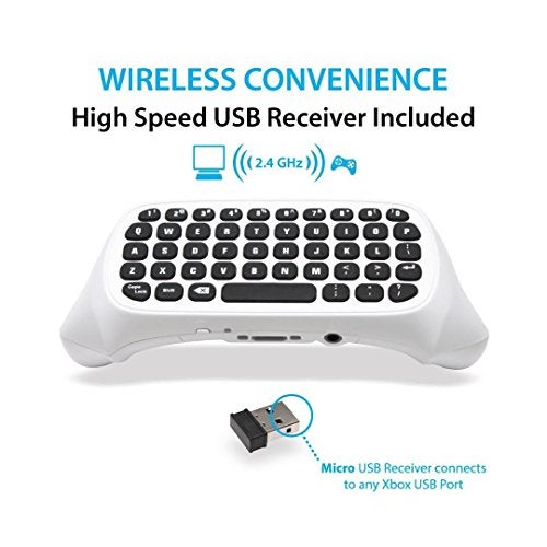 Megadream Xbox Wireless Chatpad Keyboard With 3.5mm Audio Jack for One/Series S/X, Elite/Elite 2, PC - 2.4G USB Receiver & Charge Cable Included - Image 3