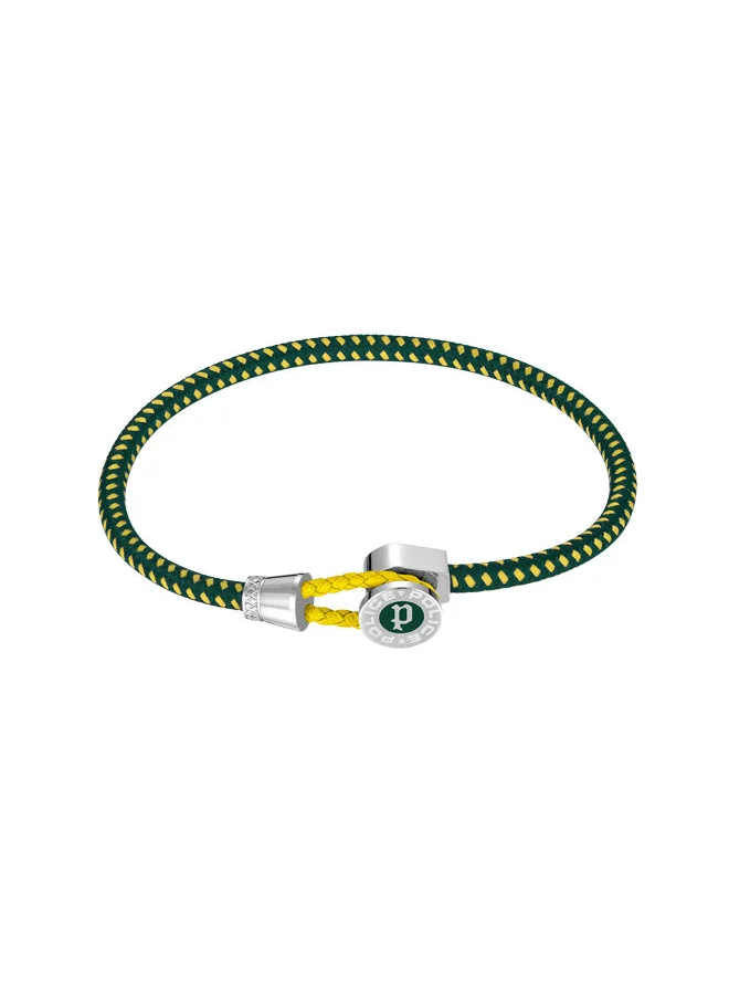 بوليس POLICE - Button Bracelet for Men Stainless Steel with Green Yellow Cord - PEAGB0011606