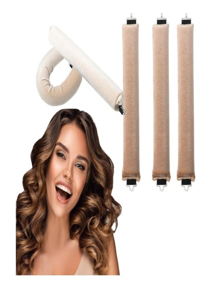 BS Mall 3 PCS Heatless Hair Curler, Rods with Hook, Heatless Curling Rod for All Hair Types, No Heat Curlers to Sleep In, Overnight Heatless Curls for Blowout Hair (Brown) - Image 1