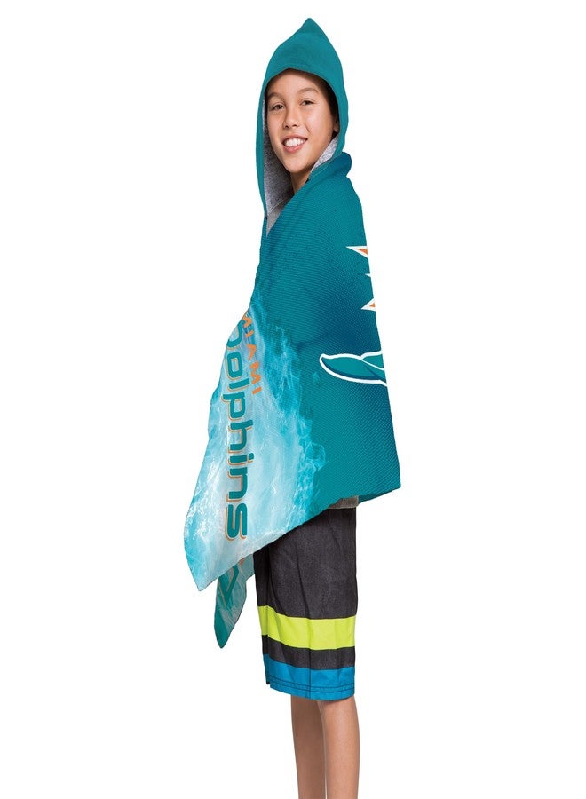 Northwest Miami Dolphins NFL Charged Youth Hooded Towel 22x51 inches - Image 2