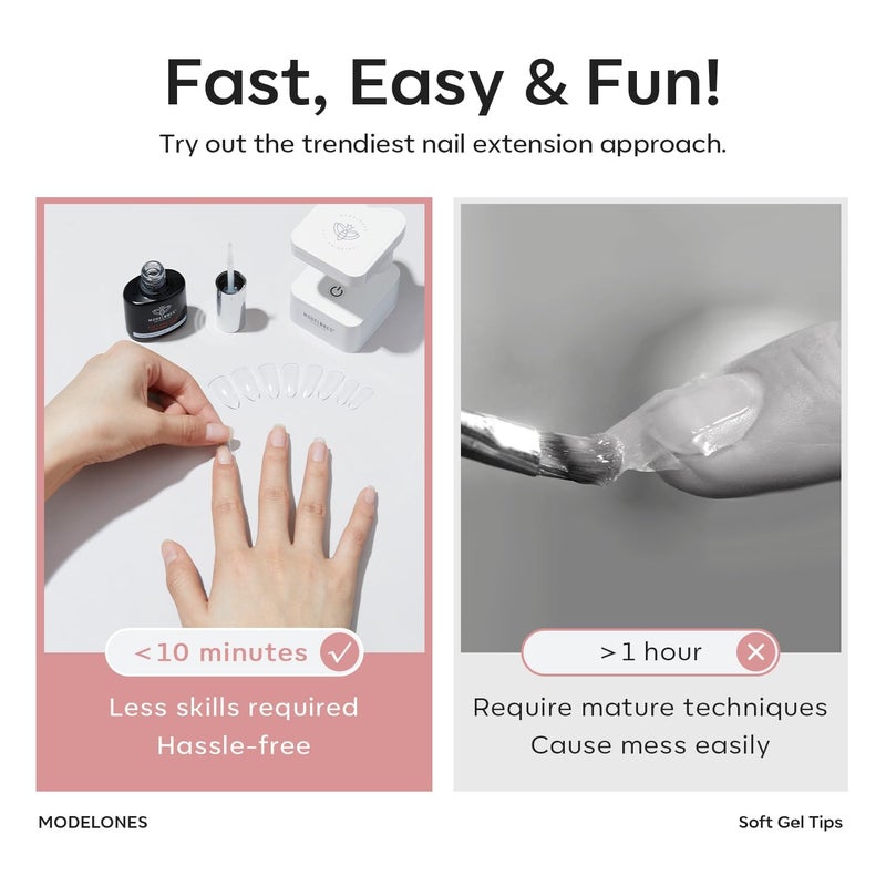 Modelones Extra Short Oval Round Nail Tips - 510Pcs Soft Fake Nails Tips Gel Pre-shaped Half Matte Full Cover No Filed False Extension Manicure Salon DIY at Home 15 Sizes - Image 4