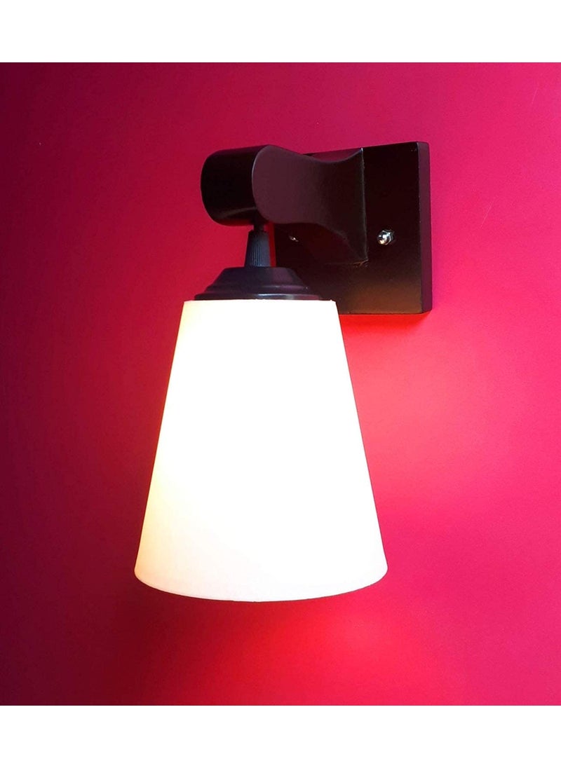JINPINGHP JINPINGHP Royal Fancy Brown Color Hand Loom Fabric Round Shade Wooden Wall Mount Wall Lamp Night Wall LightACDC  - Image 4