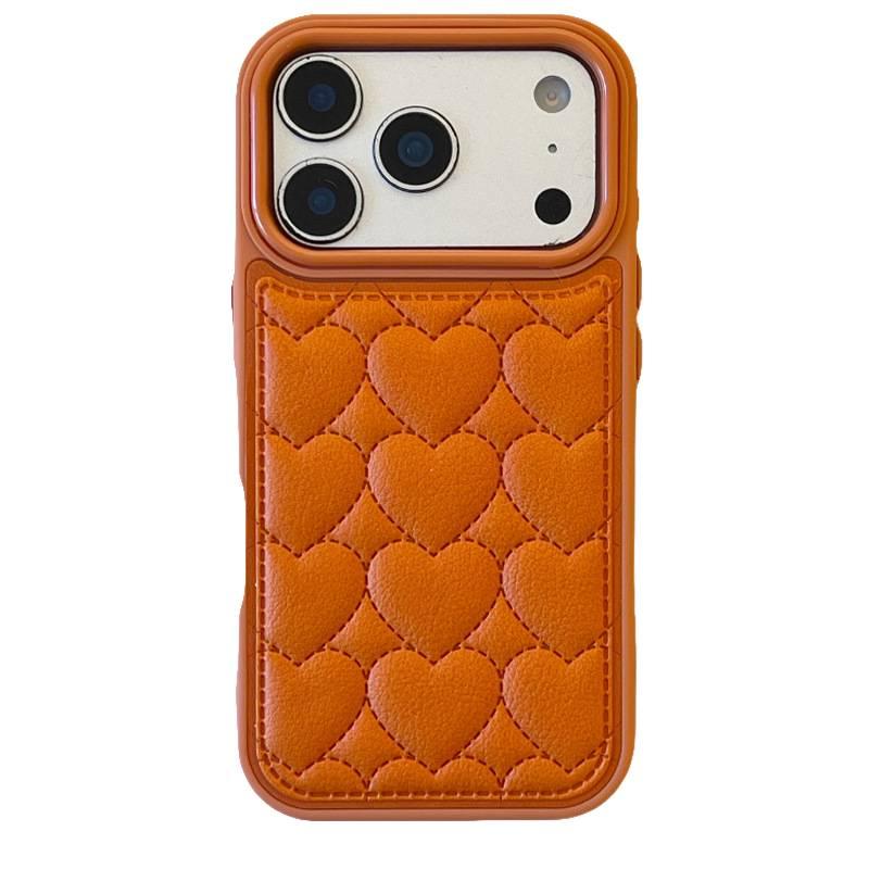 غطاء واقي | برتقالي سيليكون | نقش قلب بارز | قبضة مضادة للانزلاق | مقاوم للصدمات لـ iPhone 17 / 17 Air / 17 Pro / 17 Pro Max - Image 1
