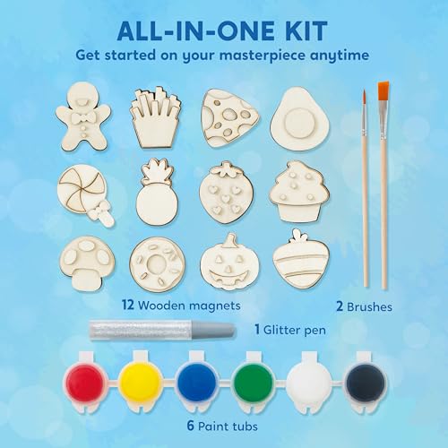 JOYIN 12 pcs Wooden Magnets, Painting Craft for Boys and Girls, Spring and Rainy Day Activities Kit, Craft Toys Gifts for Kids Birthday Easter - Image 2