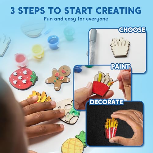 JOYIN 12 pcs Wooden Magnets, Painting Craft for Boys and Girls, Spring and Rainy Day Activities Kit, Craft Toys Gifts for Kids Birthday Easter - Image 3