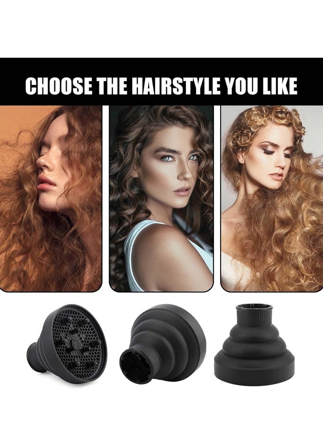 Black Universal Collapsible Hair Dryer Diffuser Attachment - Salon Grade Styling Tools and Appliances, Lightweight Foldable Portable Travel Folding Design - Image 5