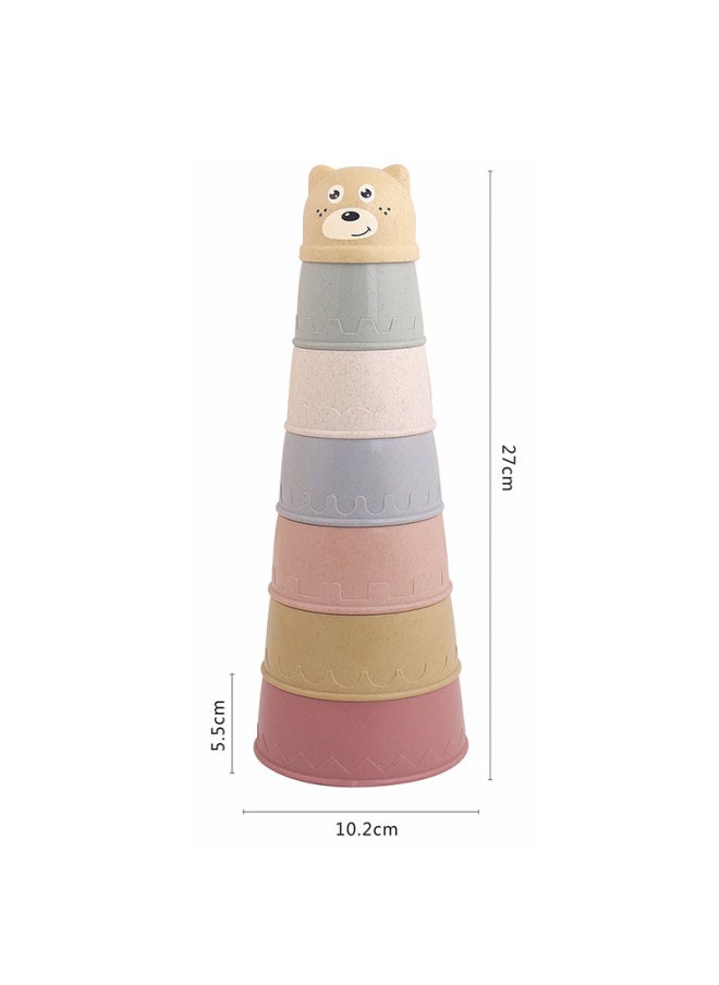 Generic - Fun Stacked Cup Music Jengle Educational Toys Stacked Cup Set Cup Layered Training Baby Hands-on Wholesale-Color:288-28 Bear Stacked Cup [4+1PCs] Stacked Cup Color Random - Image 1