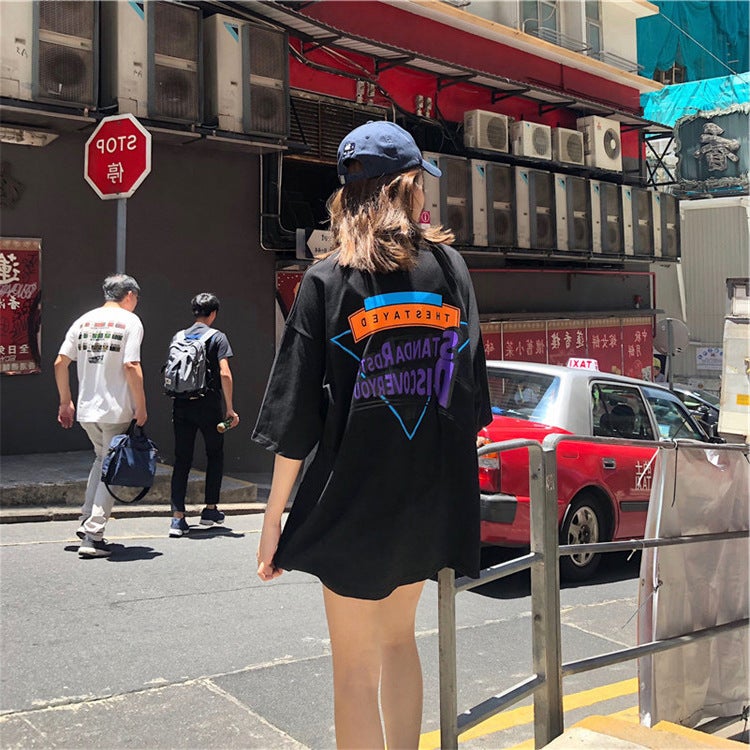 Mid-Length Short-Sleeved T-Shirt Women's 2023 New Korean-Style Hip-Hop hiphop Girl's Top Cool Handsome Street Cross-Border - Image 1