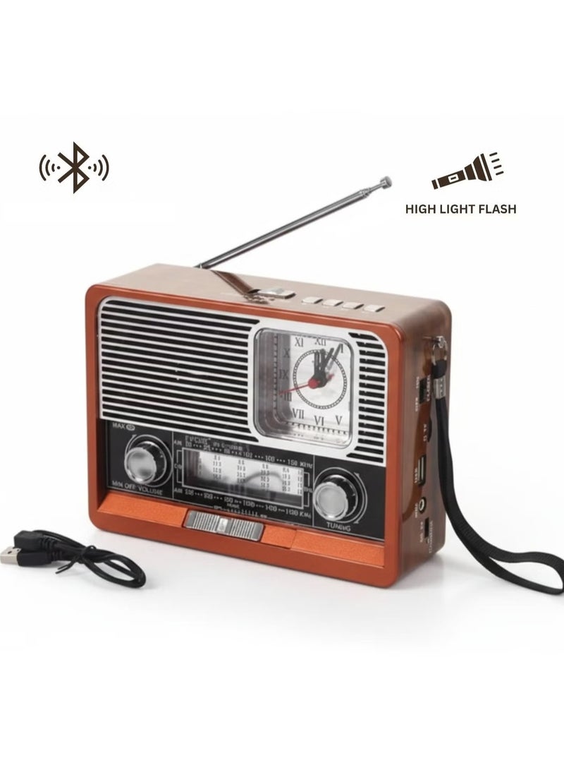 EC-2113BT Portable 8-Band Rechargeable Radio (FM/AM/SW1-6) with Bluetooth Connectivity, MP3 Player (USB/TF Card Slot), Built-in LED Flashlight - Image 2