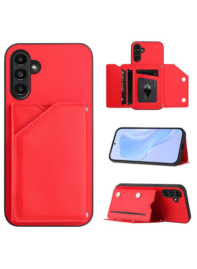 S-TOP Case For Samsung Galaxy A13 5G / A04S Skin Feel Four Card Slots Phone Case with Wrist Strap - Image 1