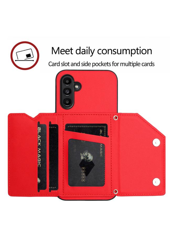 S-TOP Case For Samsung Galaxy A13 5G / A04S Skin Feel Four Card Slots Phone Case with Wrist Strap - Image 5