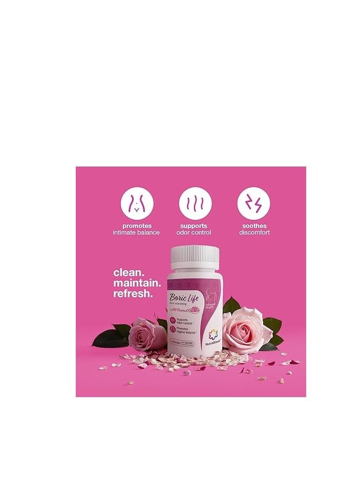 NutraBlast - Nutrablast Boric Acid Suppositories 100% Pure Boric Acid 600 Mg 30 Count For Women’s Personal Wellness Support - Image 1