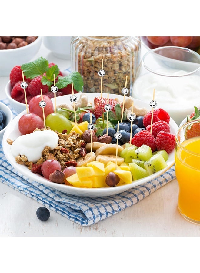 ليمون ١٠٠ عود كوكتيل على شكل كرة ديسكو، أعواد أسنان مزخرفة للمقبلات والمشروبات، زينة حفلات أنيقة، زينة كرة ديسكو لحفلات الرقص - Image 4