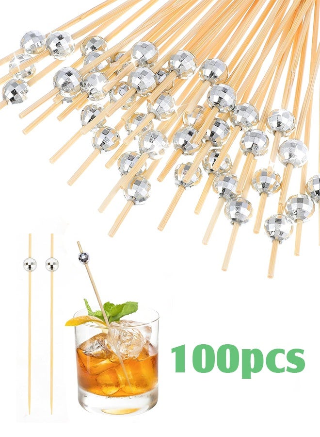 ليمون ١٠٠ عود كوكتيل على شكل كرة ديسكو، أعواد أسنان مزخرفة للمقبلات والمشروبات، زينة حفلات أنيقة، زينة كرة ديسكو لحفلات الرقص - Image 1