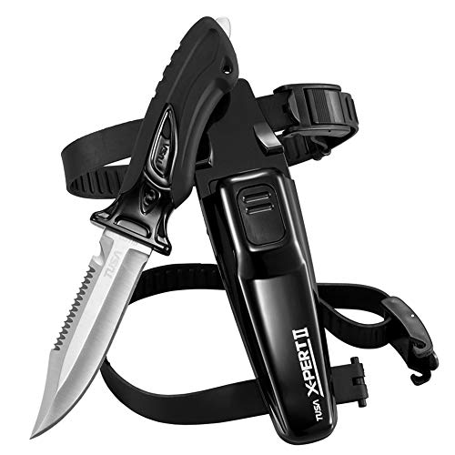 TUSA FK-910 X-Pert II Dive Knife, Drop Point, Black - Image 1