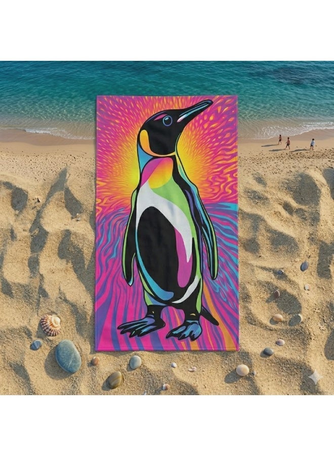 Large Beach Towel (140*70cm) Absorption Material, Various Designs (Penguin) - Image 1