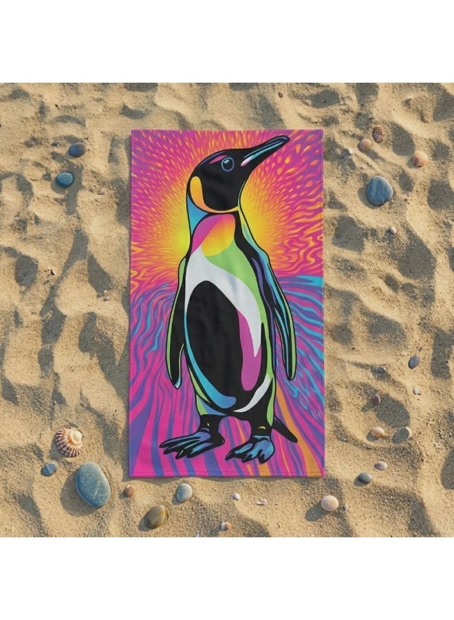 Large Beach Towel (140*70cm) Absorption Material, Various Designs (Penguin) - Image 4