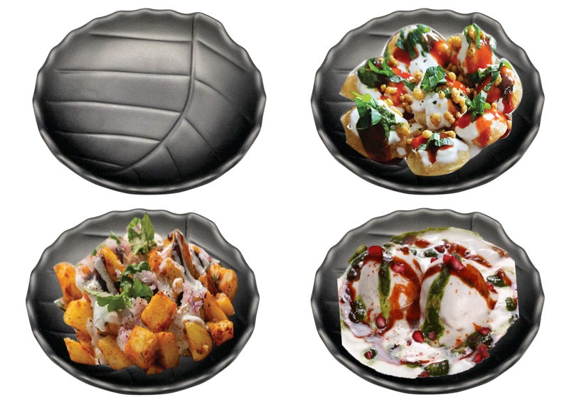 ZIDO (Pack of 4/ Multipurpose Dahi Bhalla Plate/Chaat Plate/Snacks Plate/Appetizer Plate/Dessert Plate for Serving All Type of Chat, Dessert and Snacks etc - Image 1