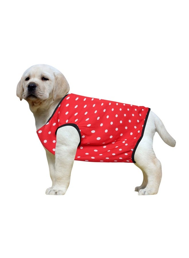Western Era Funky Soft Cotton Dog T-Shirt | Comfortable & Breathable Dog Clothing | Sleeveless Vest Puppy Outfit |(Polka Pink) (Xlarge) (24Inches) - Image 1