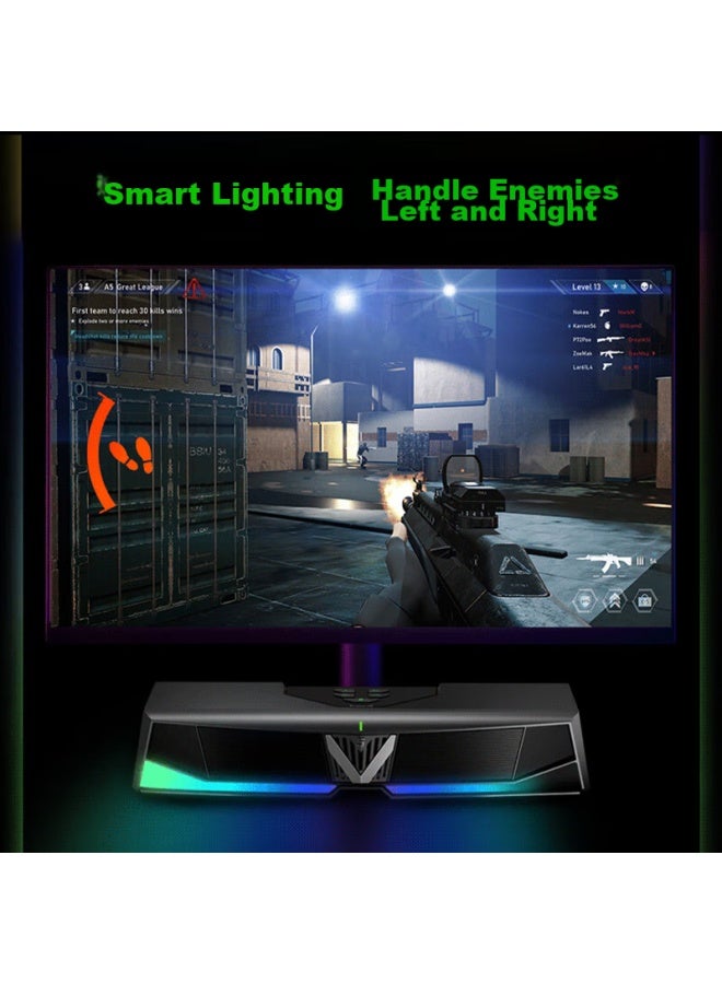 Newmine V5 Gaming Computer Speakers, Home Desktop Subwoofer With Built-in Microphone, Bluetooth 5.3 Long Bar Speaker For Desktop And Laptop Multimedia Sound Effects, Black - Image 3