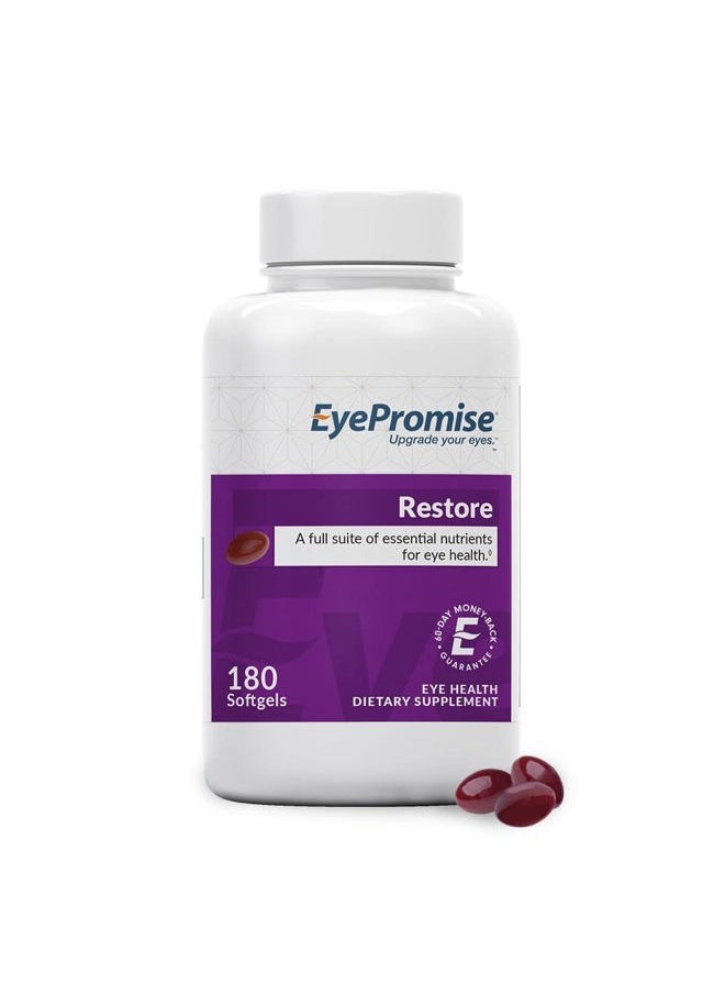 EyePromise - Restore Supplement - 180 Softgel Capsules Containing Lutein, Vitamin C, Vitamin D, Vitamin E, Omega-3 Fish Oil, and Zeaxanthin - A Patented and Complete Eye Health Formula - Image 1