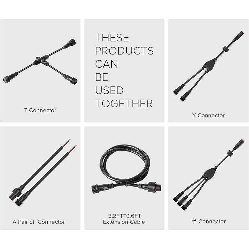9.84FT 5 Pin 0.32mm²/22AWG IP67 Extension Cable Wire with Male and Female Connectors for RGBW 4 in 1 5050 etc LED Strip 22mm Metal Nut Big Size Home Lighting Connector - Image 3