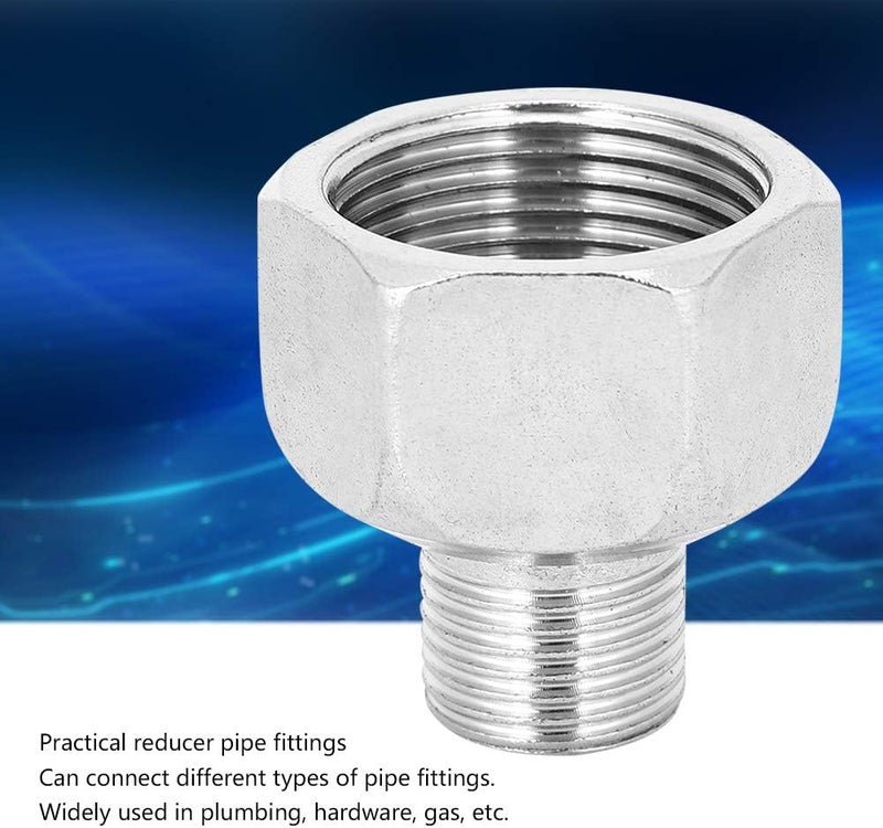 Hex Head Reducer Pipe Connector Fitting, Stainless Steel, Male Thread G1 / 2in Female Thread G1in - Durable Construction, Ideal for Plumbing and Gas Use - Image 4