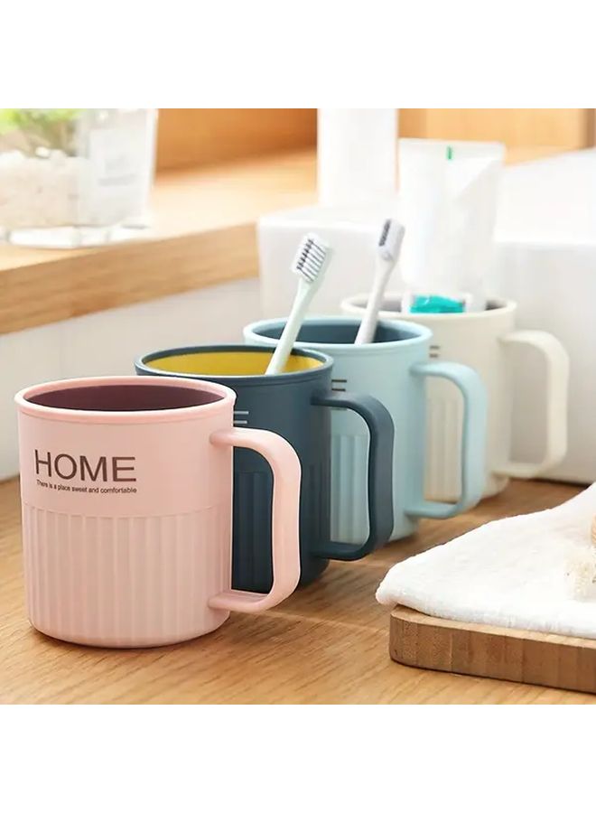 Deep Blue Plastic Toothbrush Cup With Handle For Bathroom Vanity Dormitory Sink - Image 1
