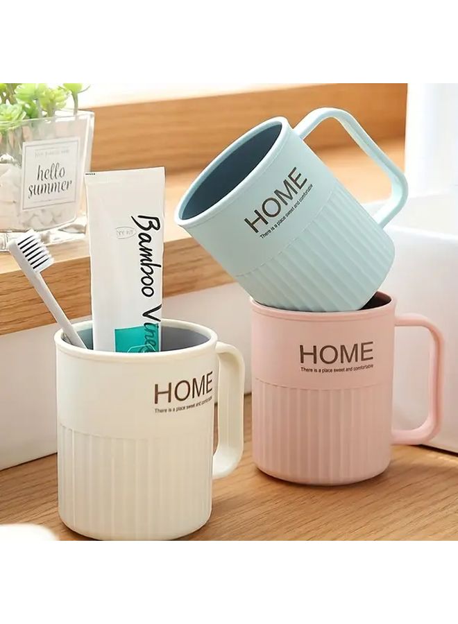 Deep Blue Plastic Toothbrush Cup With Handle For Bathroom Vanity Dormitory Sink - Image 3
