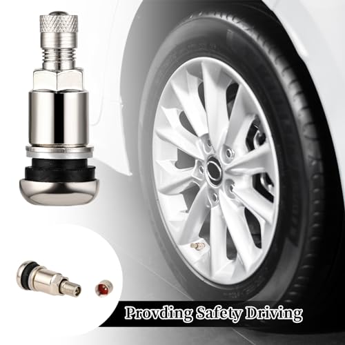 Molain 4-Piece Universal Metal Valve Stems, Silver, 11.3 mm, High-Pressure, Cars SUVs Trucks - Image 4