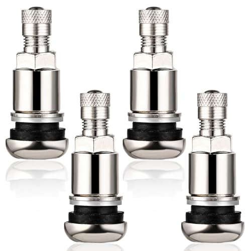 Molain 4-Piece Universal Metal Valve Stems, Silver, 11.3 mm, High-Pressure, Cars SUVs Trucks - Image 1