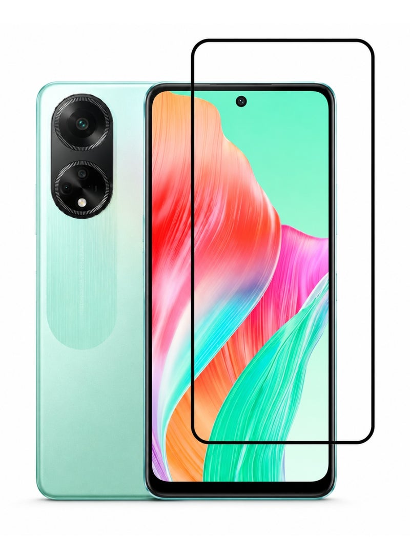 Deer 9H Glass Plus High-Transparency Tempered Glass Screen Protector for OPPO A58 - Full Coverage with Black Frame - Image 1