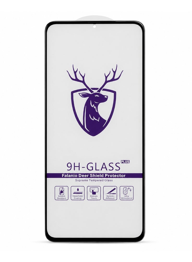 Deer 9H Glass Plus High-Transparency Tempered Glass Screen Protector for OPPO A58 - Full Coverage with Black Frame - Image 2